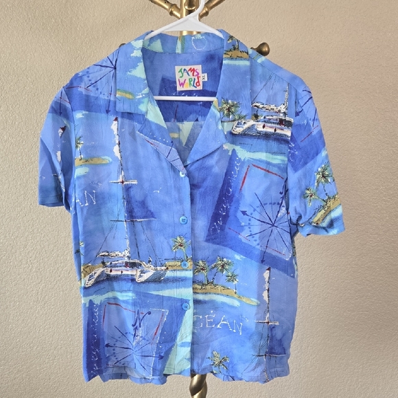 Jams World Blue Nautical Button Down Shirt - Picture 1 of 3